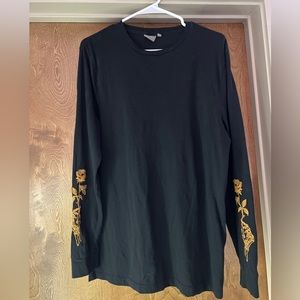 ASOS Embroidered Sleeve Mens Long Sleeve Black T-Shirt